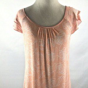 Charter Club Peach White Floral Short Nightgown XS